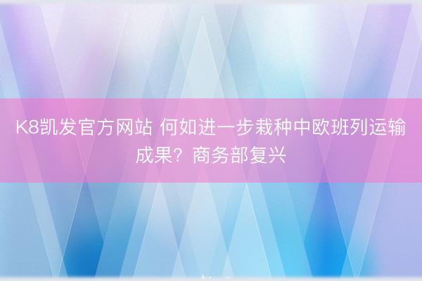 K8凯发官方网站 何如进一步栽种中欧班列运输成果？商务部复兴