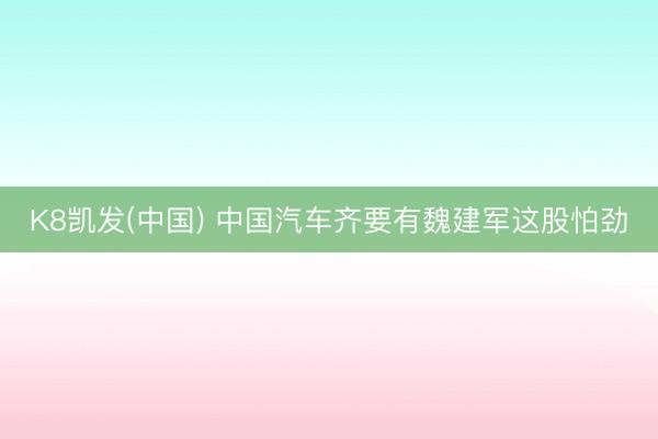 K8凯发(中国) 中国汽车齐要有魏建军这股怕劲