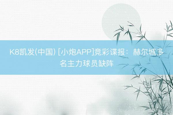 K8凯发(中国) [小炮APP]竞彩谍报：赫尔城多名主力球员缺阵