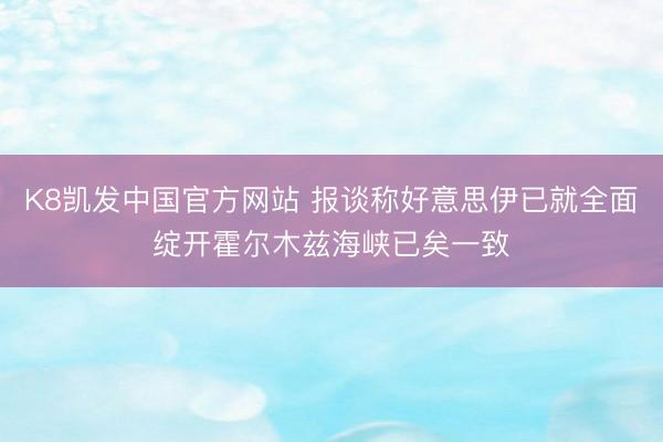 K8凯发中国官方网站 报谈称好意思伊已就全面绽开霍尔木兹海峡已矣一致