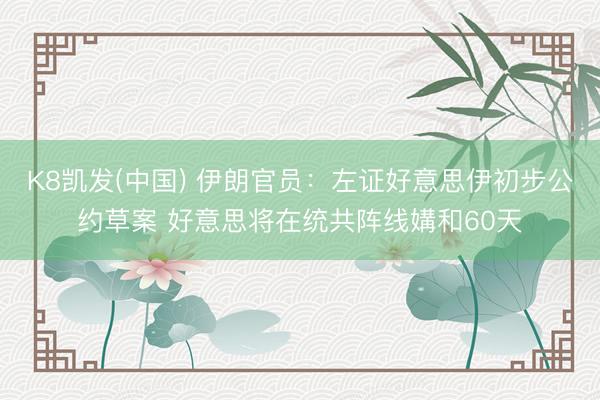 K8凯发(中国) 伊朗官员：左证好意思伊初步公约草案 好意思将在统共阵线媾和60天