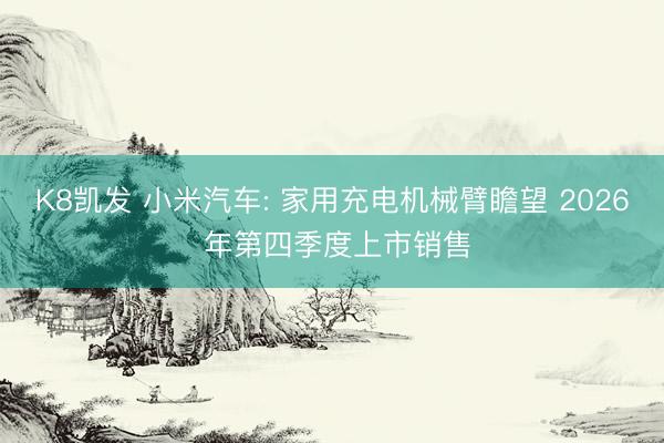 K8凯发 小米汽车: 家用充电机械臂瞻望 2026 年第四季度上市销售