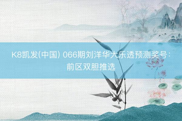 K8凯发(中国) 066期刘洋华大乐透预测奖号：前区双胆推选